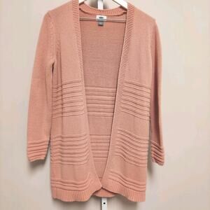 Old Navy Pink Longline Duster Cardigan M Cozy Open Front Minimal